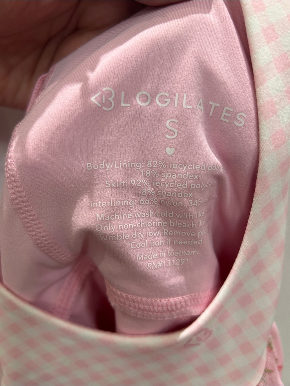 Blogilates Sweet Pink Gingham & Floral Tiered Mini Dress - Picture 7 of 7